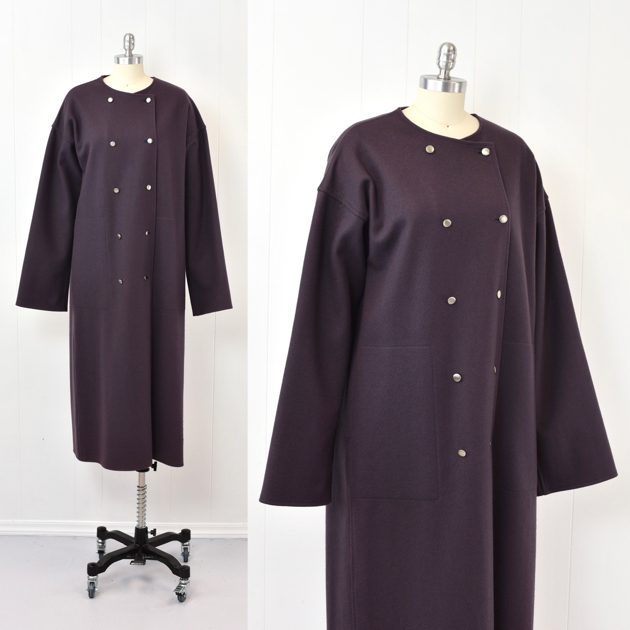 1980s Geoffrey Beene for Gallant Gray Purple Felt Wool 1980s Geoffrey Beene for Gallant Gray Purple Felt Wool