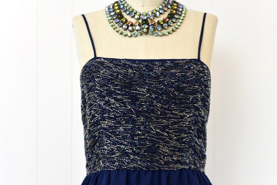 1960s Victoria Royal Midnight Navy Blue Beaded Ch… - image 3