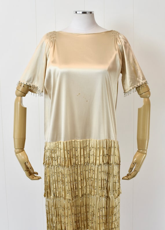 1920s Beaded Fringe Rhinestone Flapper Dress - image 2