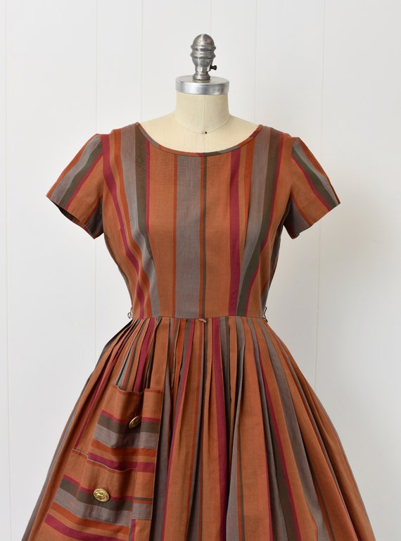 1960s Orange Striped Junior Towne Day Dress - image 2