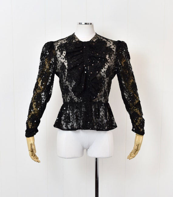 black lace ruffle blouse