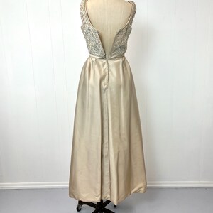 1960s Champagne Ribbon Sequin Embroidered Party Dress Gown image 4