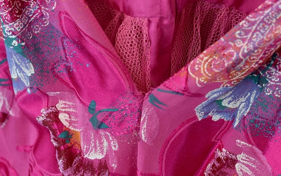 1980s Pink Floral La Regina London Gown Party Dre… - image 10