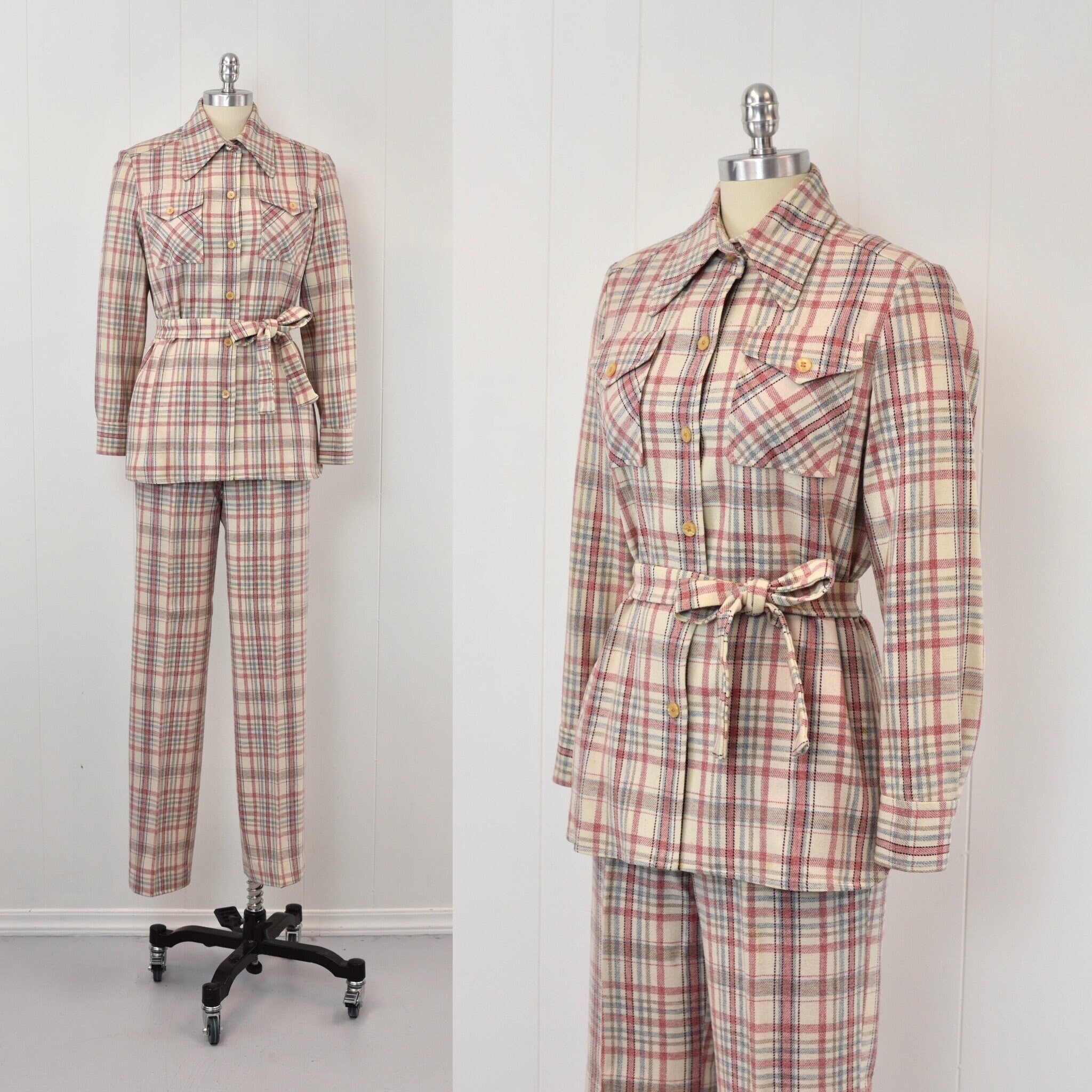 アメリカ　ヴィンテージ　70s セットアップ　ピンク 70s Pink Plaid Suit - Etsy