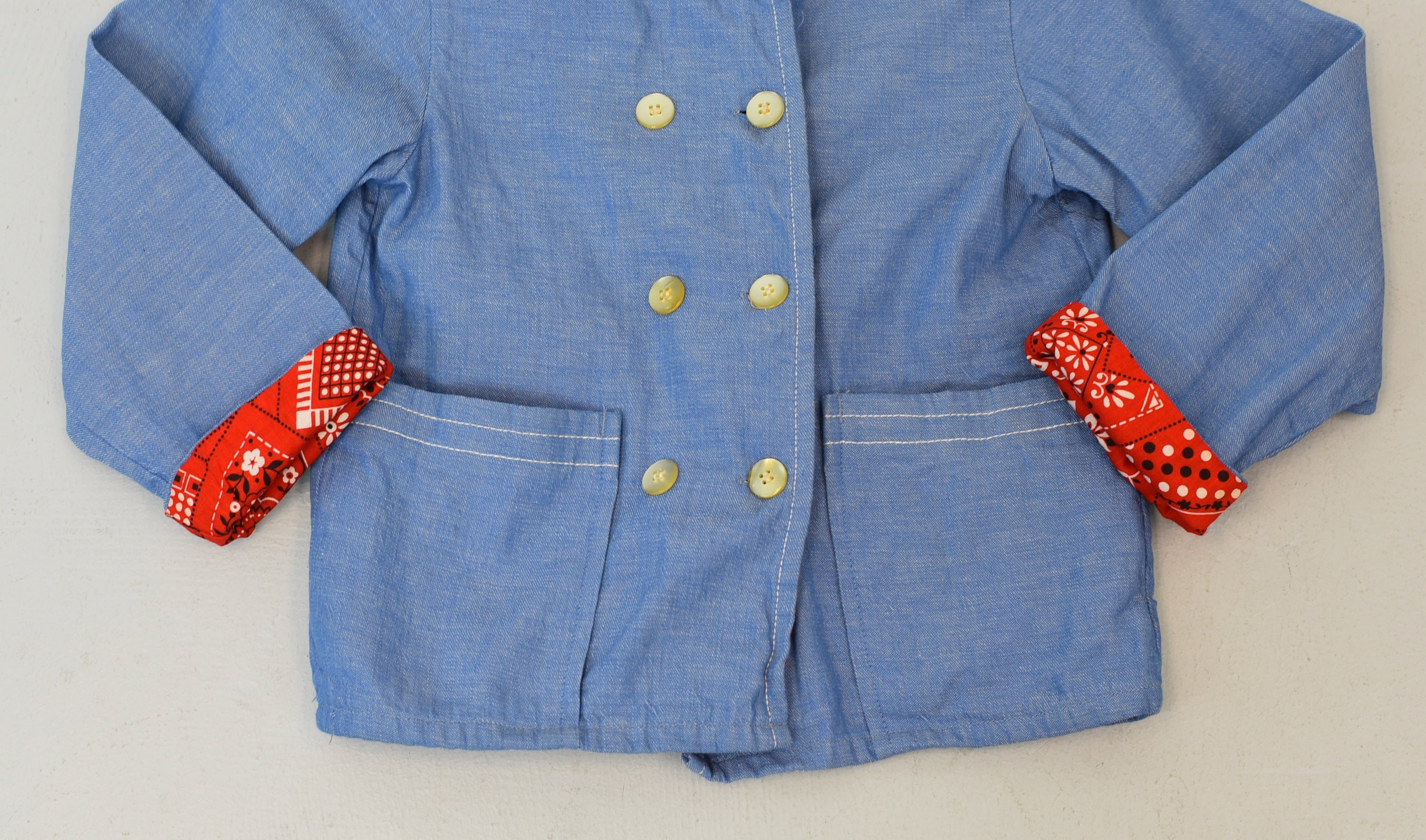 NOS 1960s/1970s Blue Bandana Print Interior Button up Children