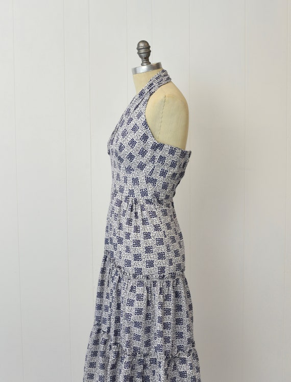 1950s Blue & White Halter Pinup Petite Day Dress - image 6