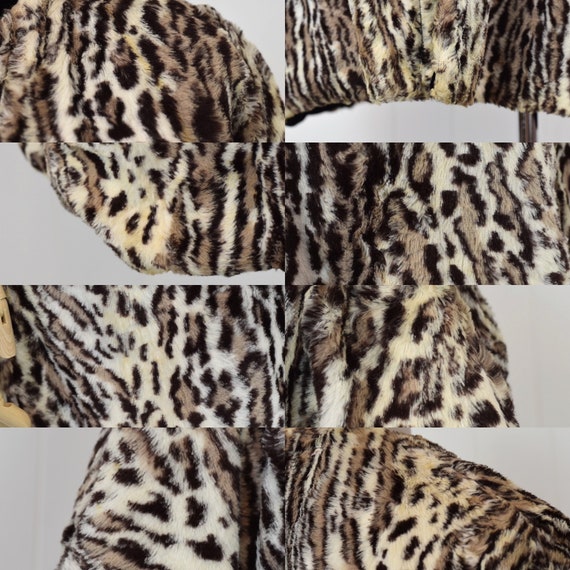 1960s Unlabeled Leopard Printed Faux Fur Velveteen Belted Cape