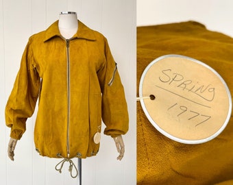 RARE NOS 1977 1970s Bonnie Cashin Sills Mustard Gold Suede Jacket Coat