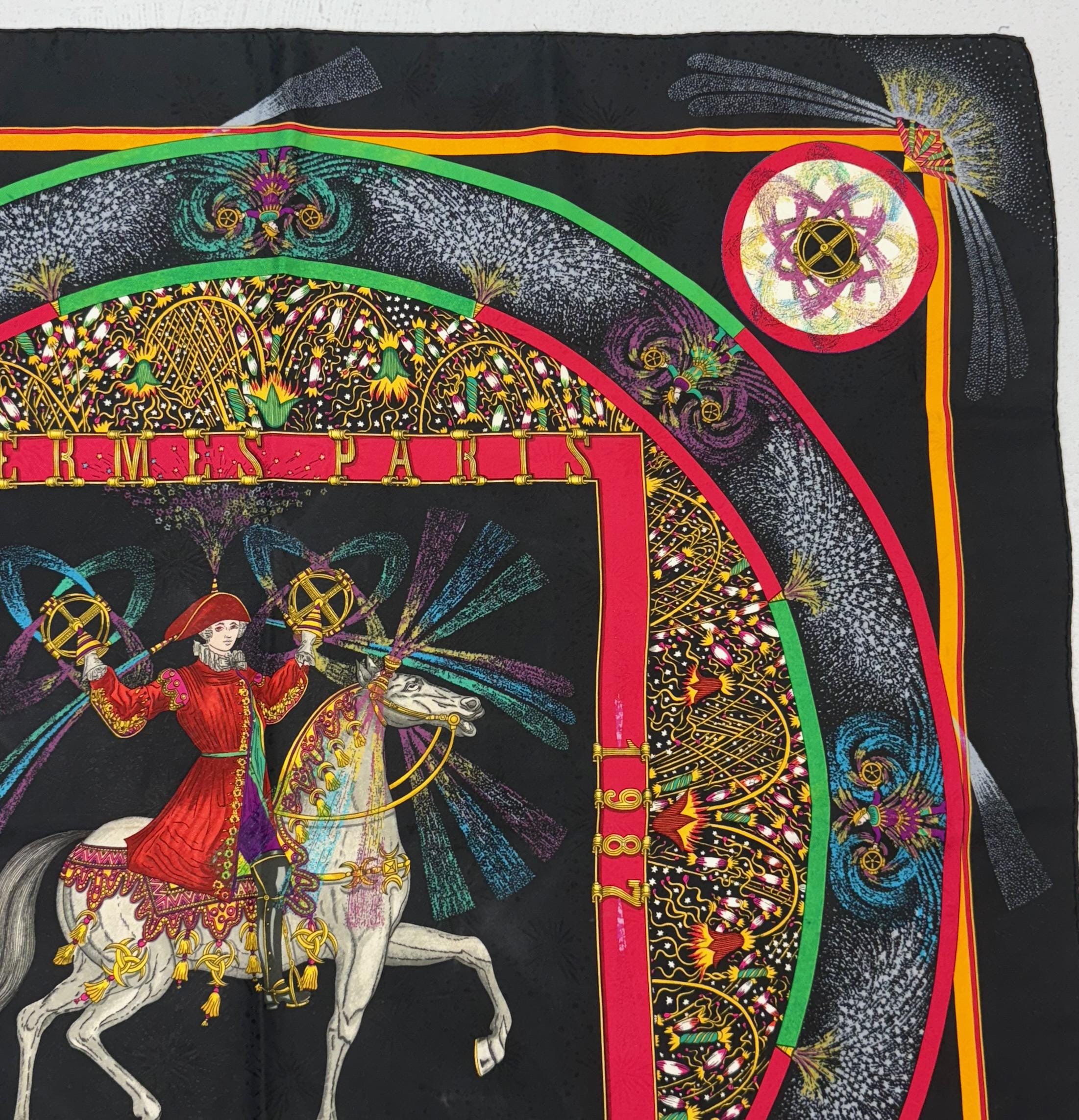 Vintage 1987 Hermes Feux D'artifice Fireworks Michael Duchene 90cm