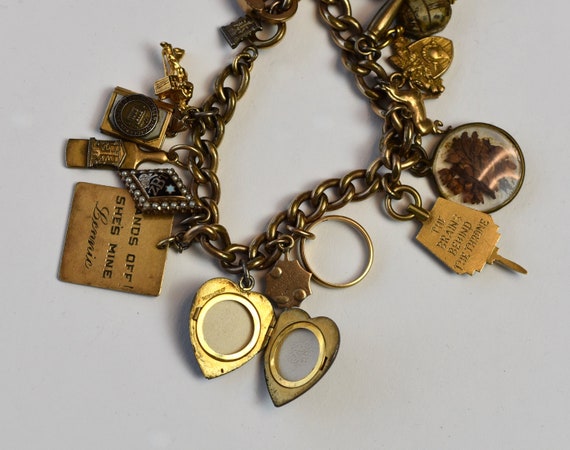 RARE 1940s Gold Sweetheart Charm Bracelet - image 4