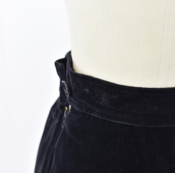 1980s Yves Saint Laurent Black Velvet Skirt with … - image 8