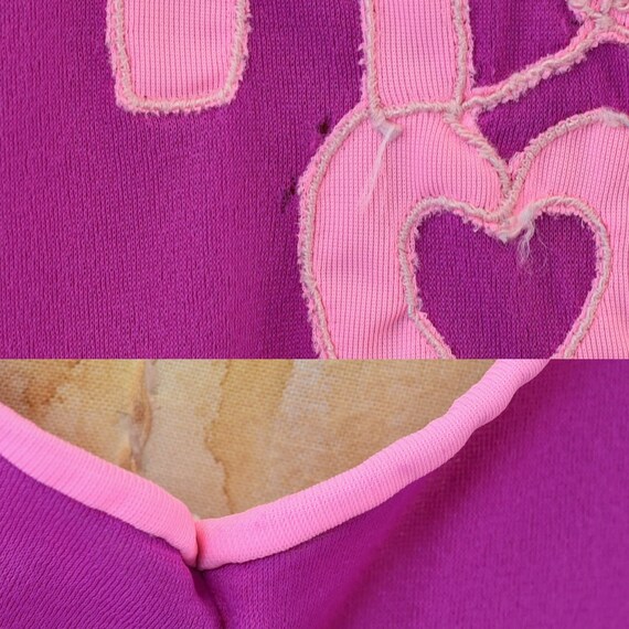 1970s Heart Amor Love Novelty Purple Pink Nylon A… - image 10