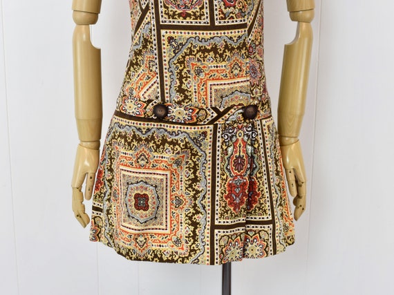 1960s Paisley Ethnic Print Romper Jumpsuit Skort … - image 4