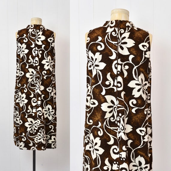 1970s Kiyomi Hawaiian Brown White Hibiscus Floral… - image 6