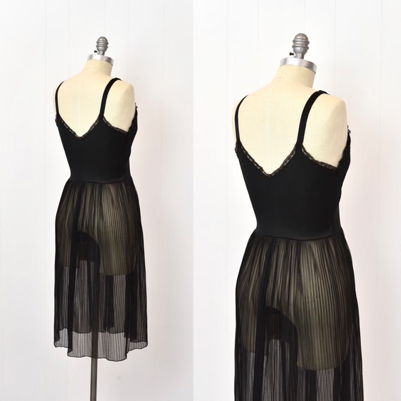 1950s/1960s Black Lace Seamprufe Pleated Boudoir … - image 7