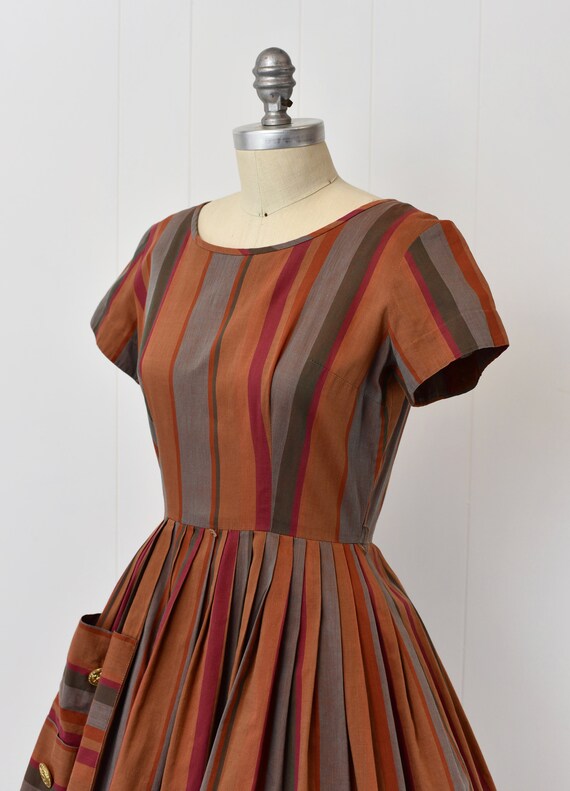 1960s Orange Striped Junior Towne Day Dress - image 3