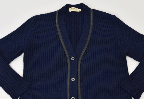 1980s Hermès Sport Navy Blue Wool Mohair Black Le… - image 2