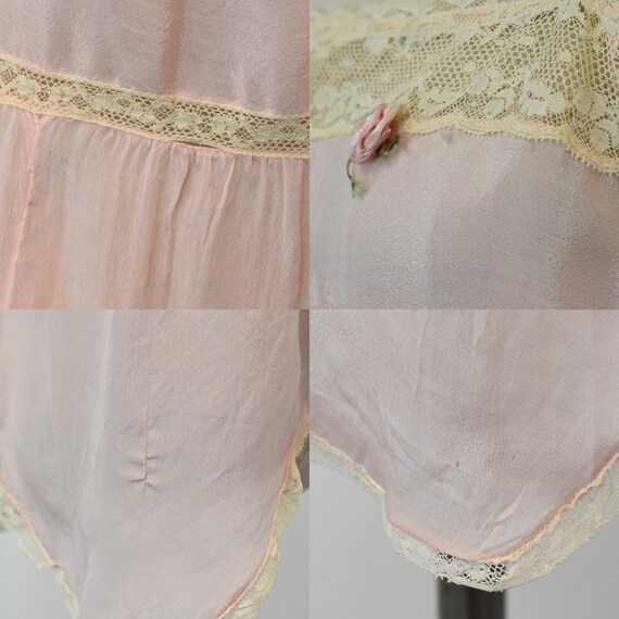 1920s Light Pink Floral Lace Embroidered One Piec… - image 9