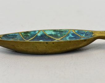 RARE 1958 Pepe Mendoza Brass Turquoise Ceramic Inlay Fish Aquatic