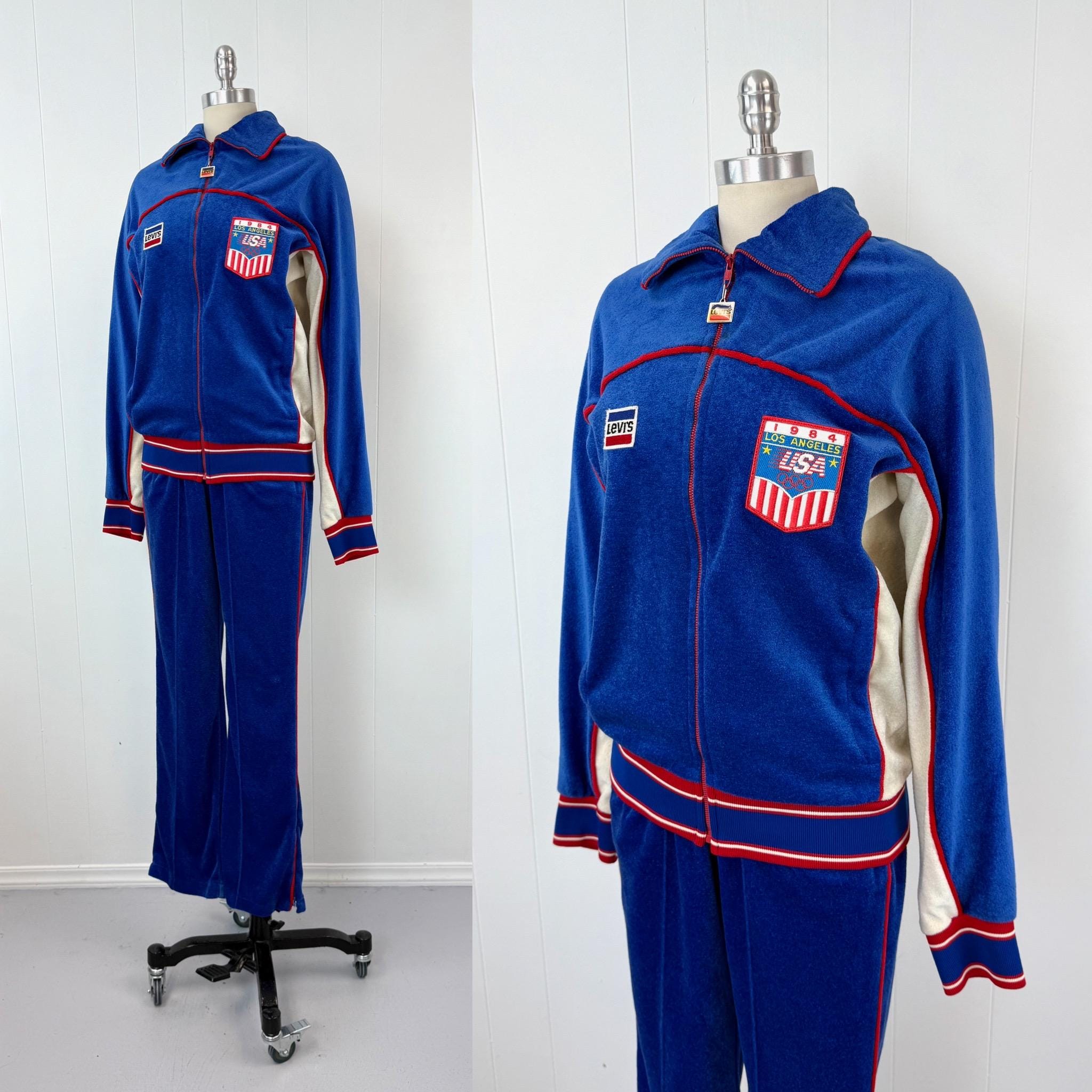 1980s Levi's USA Olympics Blue Red White Jacket Pants Two Piece