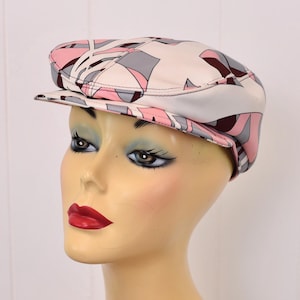 Vintage Y2K Emilio Pucci Pink Patterned Newsboy Flat Hat Cap