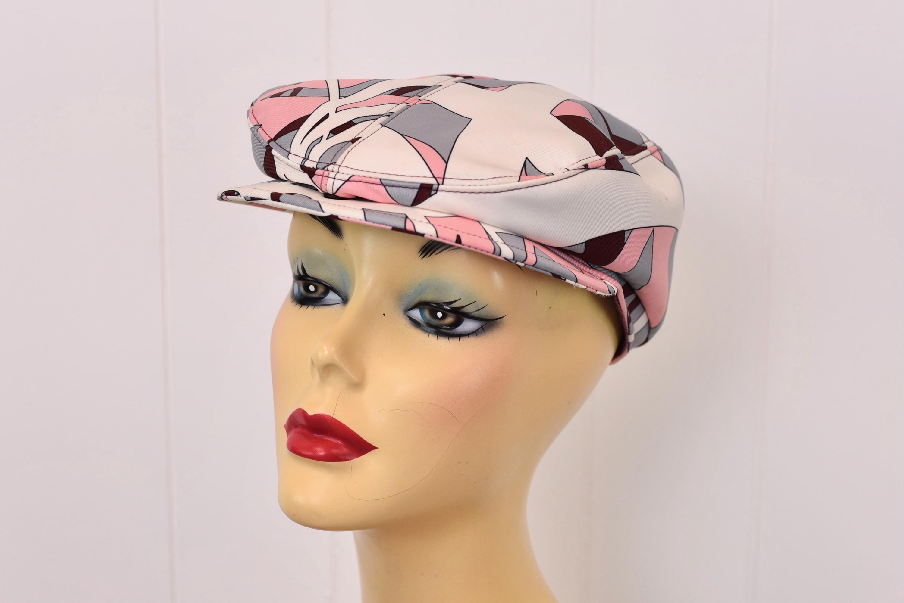 emilio pucci pink multicolor summer printed newsboy bakerboy cap hat! Vintage 70 main image 3