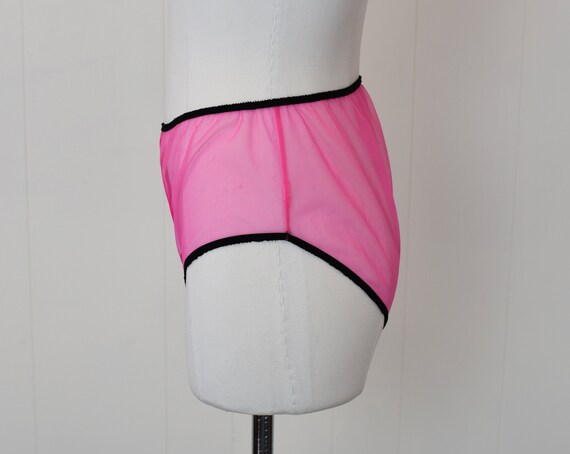 1960s/1970s Hot Pink Black Lace Blouse & Panties … - image 7