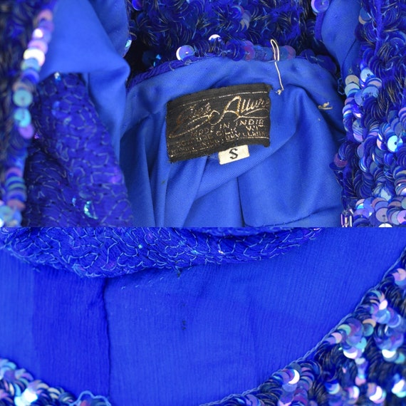 1980s Blue Purple Sequin Beaded Eve's Allure Part… - image 10