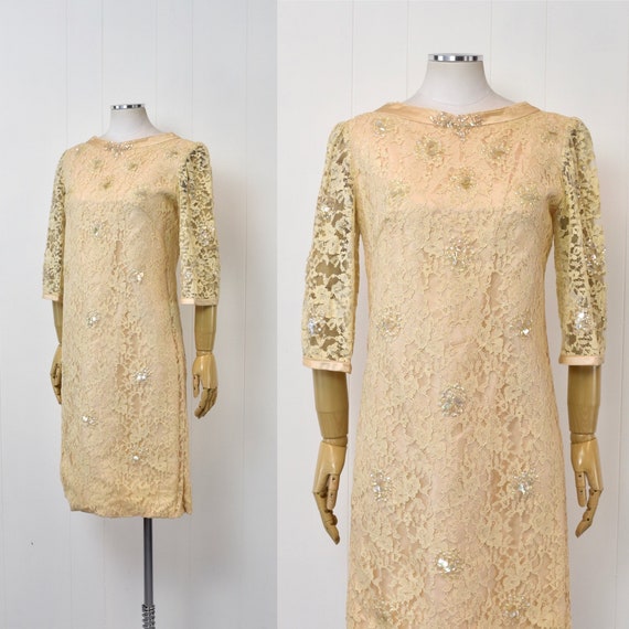 1960s Cream Floral Lace Sequin Carnival Fashions … - image 3