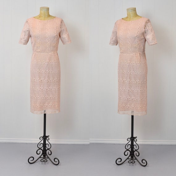 1950s/1960s Ballet Pink Floral Lace Sidney Kramer… - image 1