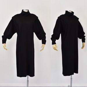 1980s Escada by Margaretha Ley Black Wool Dress