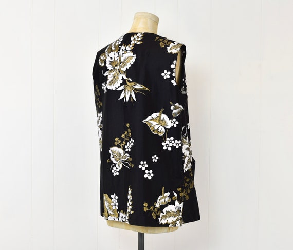 1960s Paradise Hawaii Black Metallic Gold Floral … - image 8