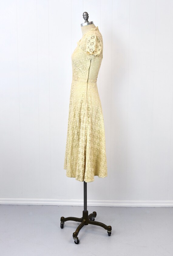 1940s/1950s Spiderweb Lace Cream Ivory Day Dress … - image 4