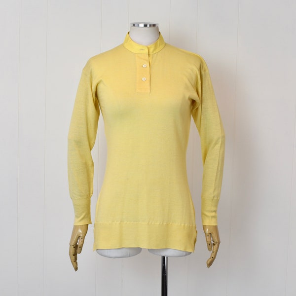 1940s Yellow John Smedley Wool Silk Long Underwear Shirt