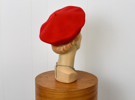 1980s Red Wool Normandy Ultrabasque Beret Hat - image 8