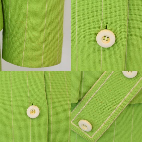 1960s/1970s Lime Green White Striped Wool Blouse … - image 9