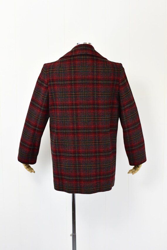 1950s Pendleton Red Black Classic Plaid Coat Jack… - image 4