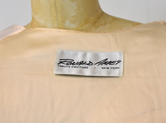 1970s Ronald Amey Couture Ivory Off White Silk Em… - image 6