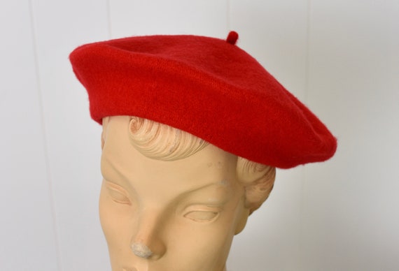 1980s Red Wool Normandy Ultrabasque Beret Hat - image 3