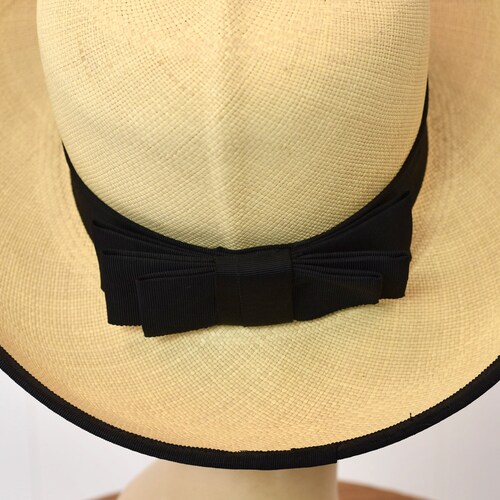 1960s/1970s Tan Straw & Black Ribbon Genuine Panama shops Sun Hat
