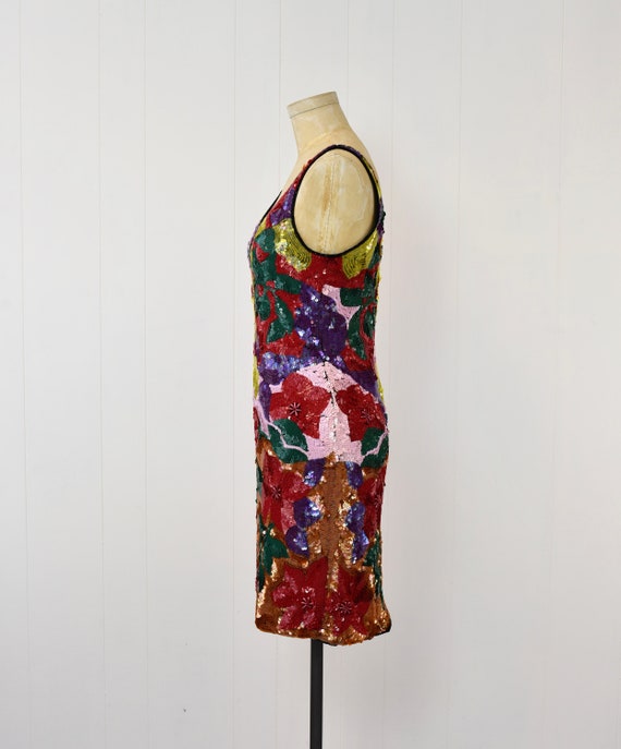 1980s/1990s Floral Sequin Beaded Colorful Party C… - image 5