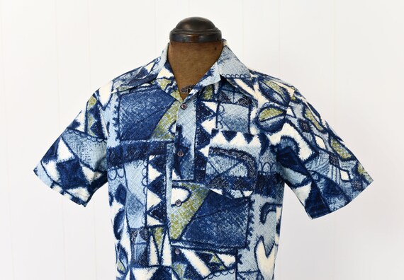 1970s Blue Jantzen Hawaiian Shirt - image 2