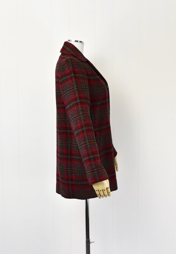 1950s Pendleton Red Black Classic Plaid Coat Jack… - image 3