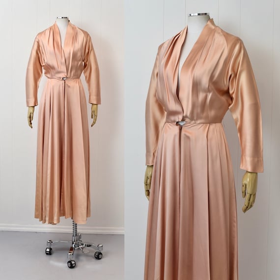 1940s Blush Pink Satin B. Cohen Original Dressing… - image 1