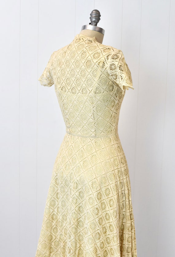 1940s/1950s Spiderweb Lace Cream Ivory Day Dress … - image 7