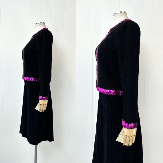 NOS 1980s Adolfo Black Purple Sequin Two Piece Ja… - image 6