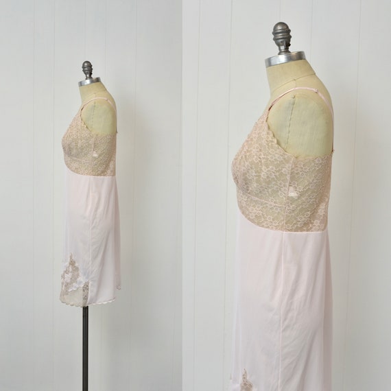 1950s/1960s Light Pink Floral Lace Nylon Boudoir … - image 6