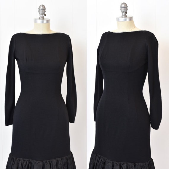 1960s Black Rhinestoned Party Dress - image 2