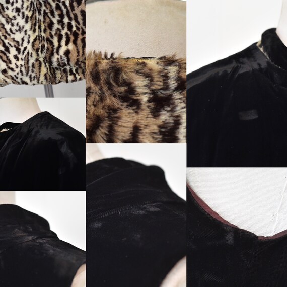 1960s Leopard Print Reversible Faux Fur Black Vel… - image 9