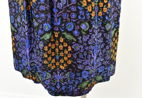 1950s/1960s Guy Laroche Silk Floral & Bird Print … - image 4